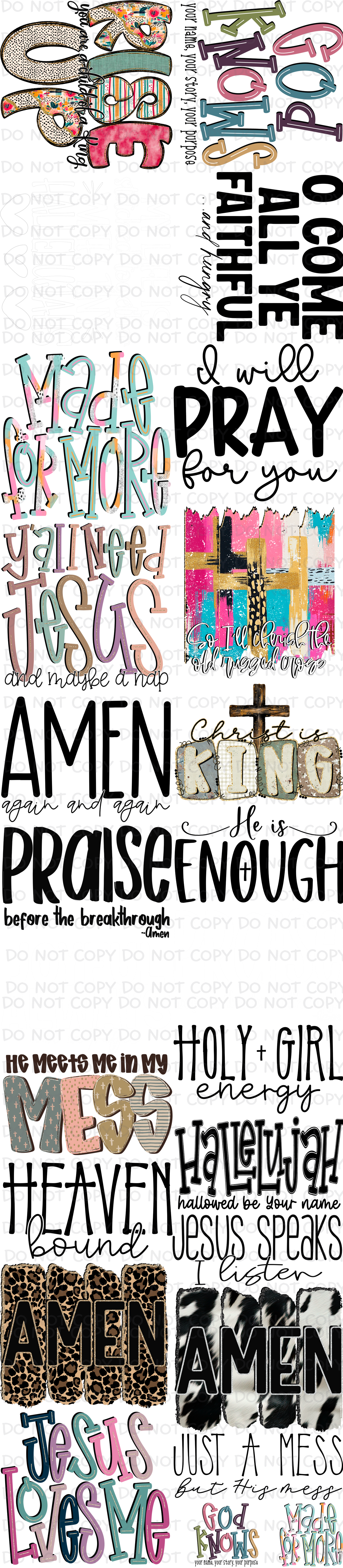 22 x 100 inch Christian Jesus Pre-made Premade Gang Sheet