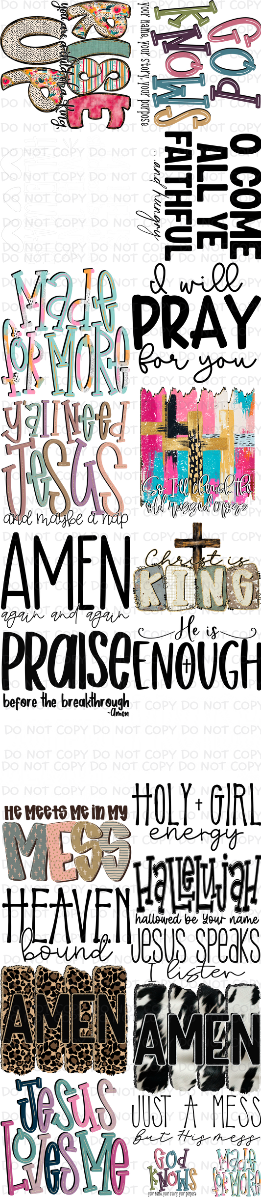 22 x 100 inch Christian Jesus Pre-made Premade Gang Sheet