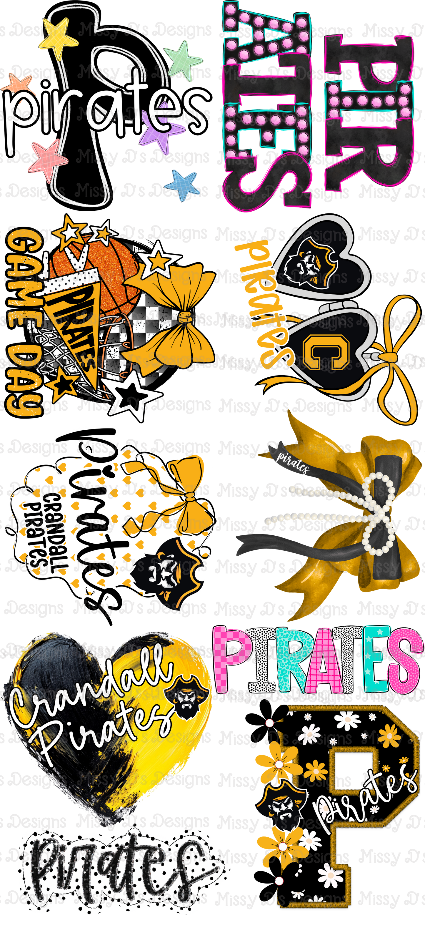 Crandall Pirate Girly Pre-Made DTF Gang Sheet 22 x 48 inches
