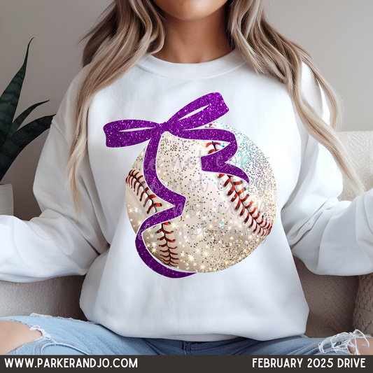 Purple Bow Baseball Coquette SHIRT