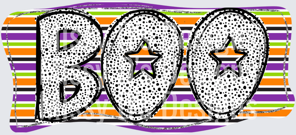 Halloween BOO Polka Dot Letters Orange Purple Green Stripes