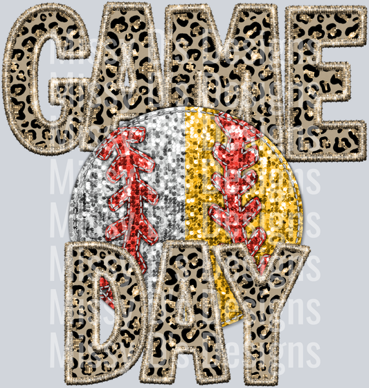 Game day baseball softball leopard