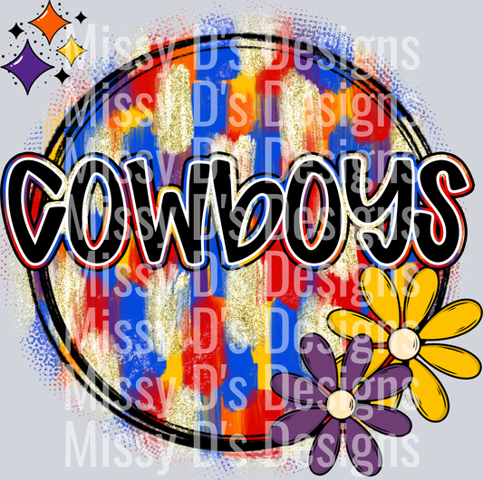 Vibrant Mascot Strokes cowboys