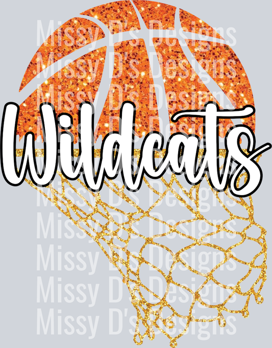 Basketball Net Faux Glitter Wildcats White