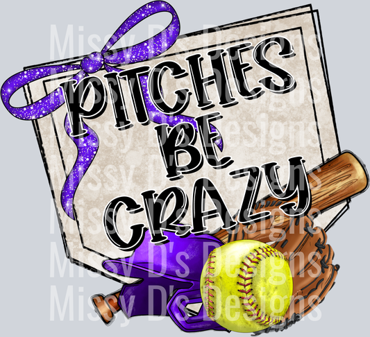 pitches be crazy softball purple