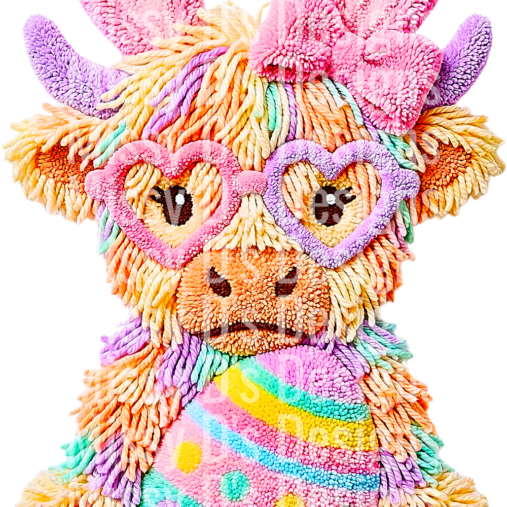 Latch hook easter highland cow png