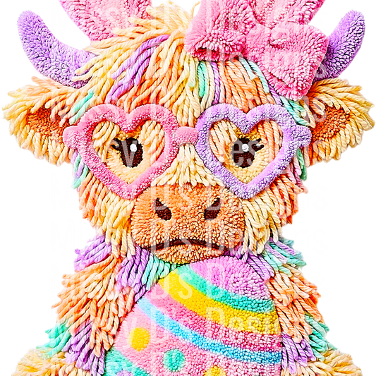 Latch hook easter highland cow png