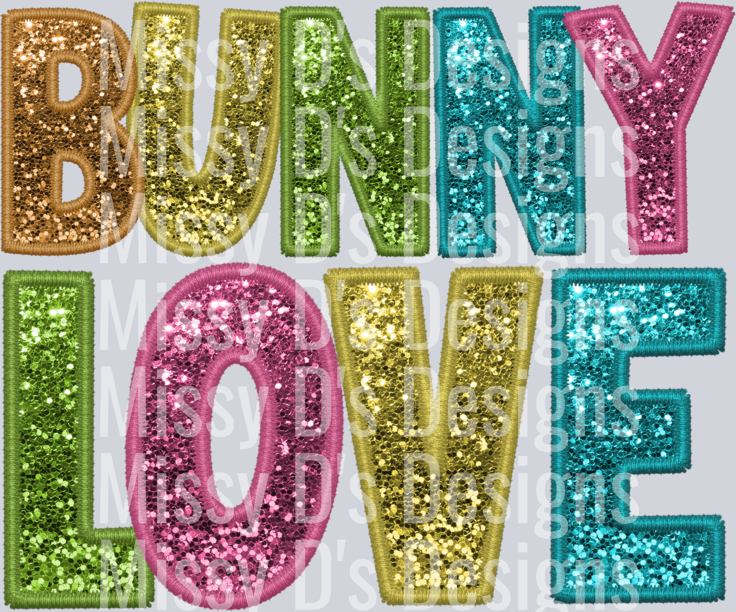 bunny love faux glitter easter