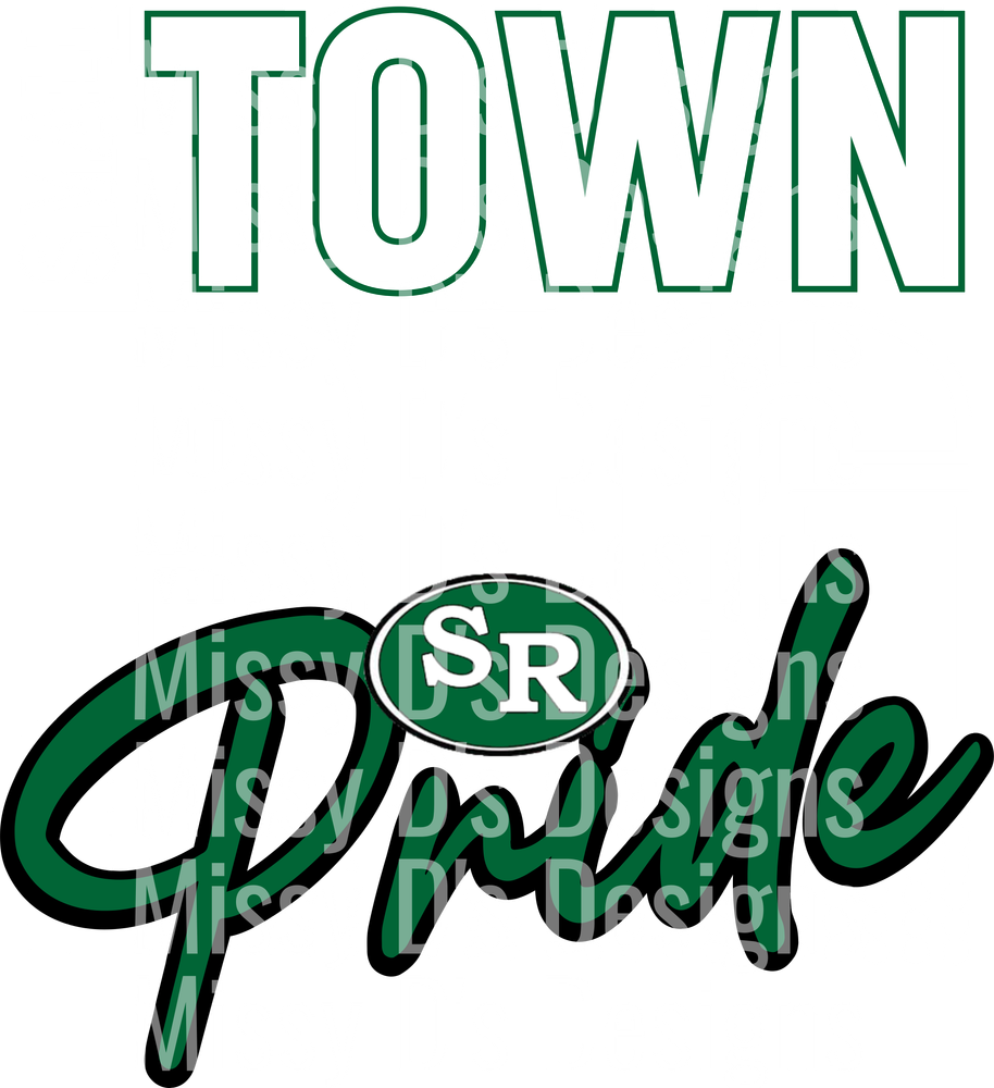 Town Pride Green School Spirit Design with SR Letters