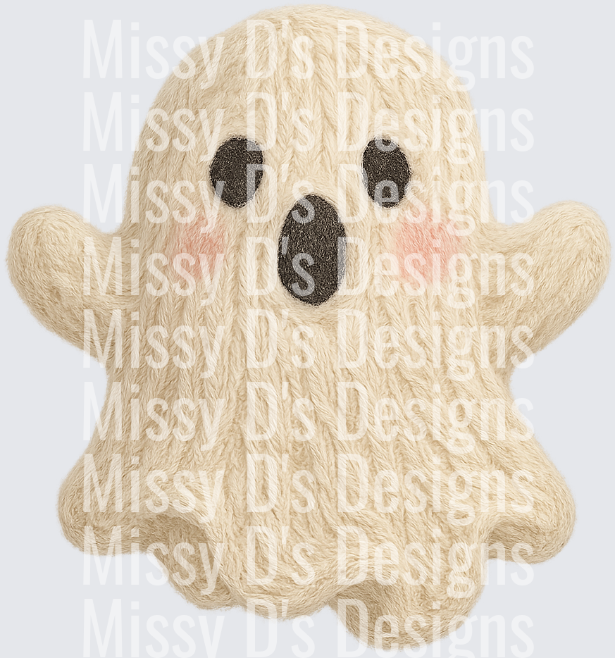 Cute Knit Textured Ghost with Blushing Cheeks Halloween