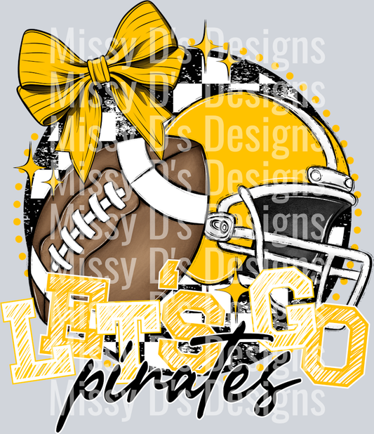 let's go pirates football helmet bow