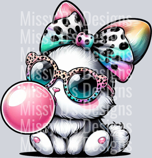 Easter Bunny Bubble Gum Coquette Bow PNG