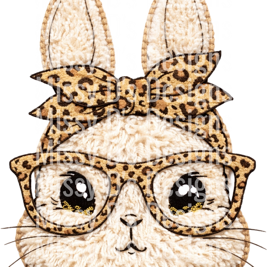 faux yarn knitted leopard bunny