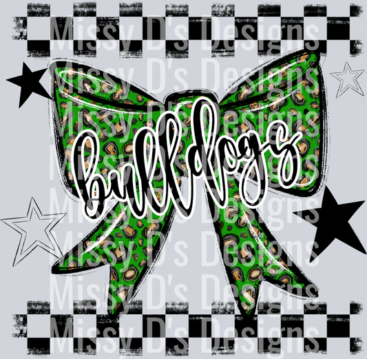 Splatter color bow bulldogs green