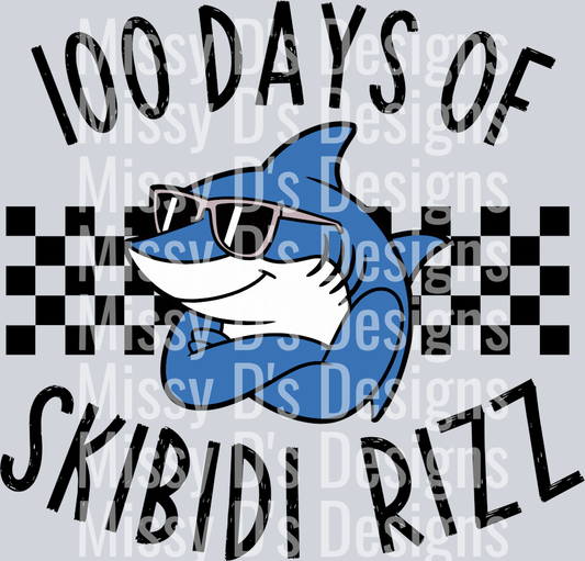 100 Days of Skibidi Rizz Shark300dpi