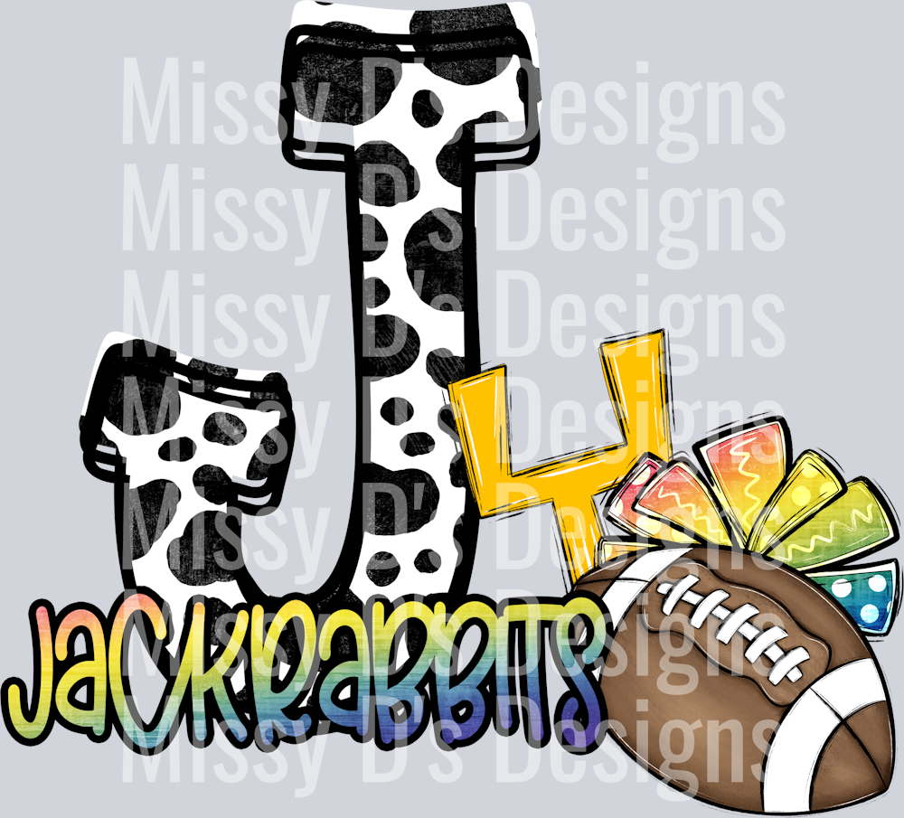 Cow Print Letter Rainbow jackrabbits
