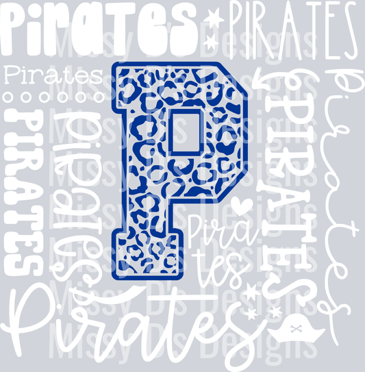 Pirates Typography collage - blue white