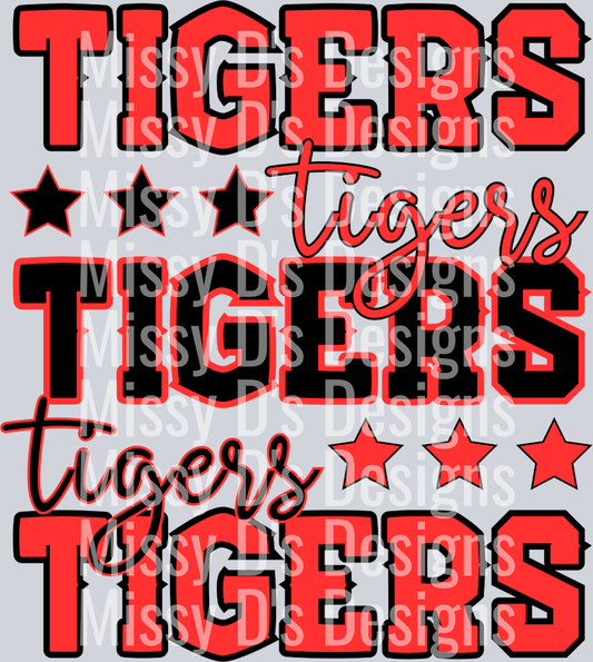 tigers stacked red black
