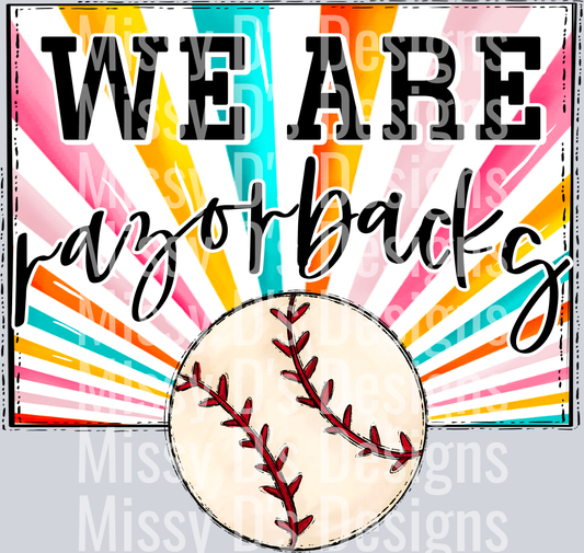 sunburst WE ARE razorbacks baseball