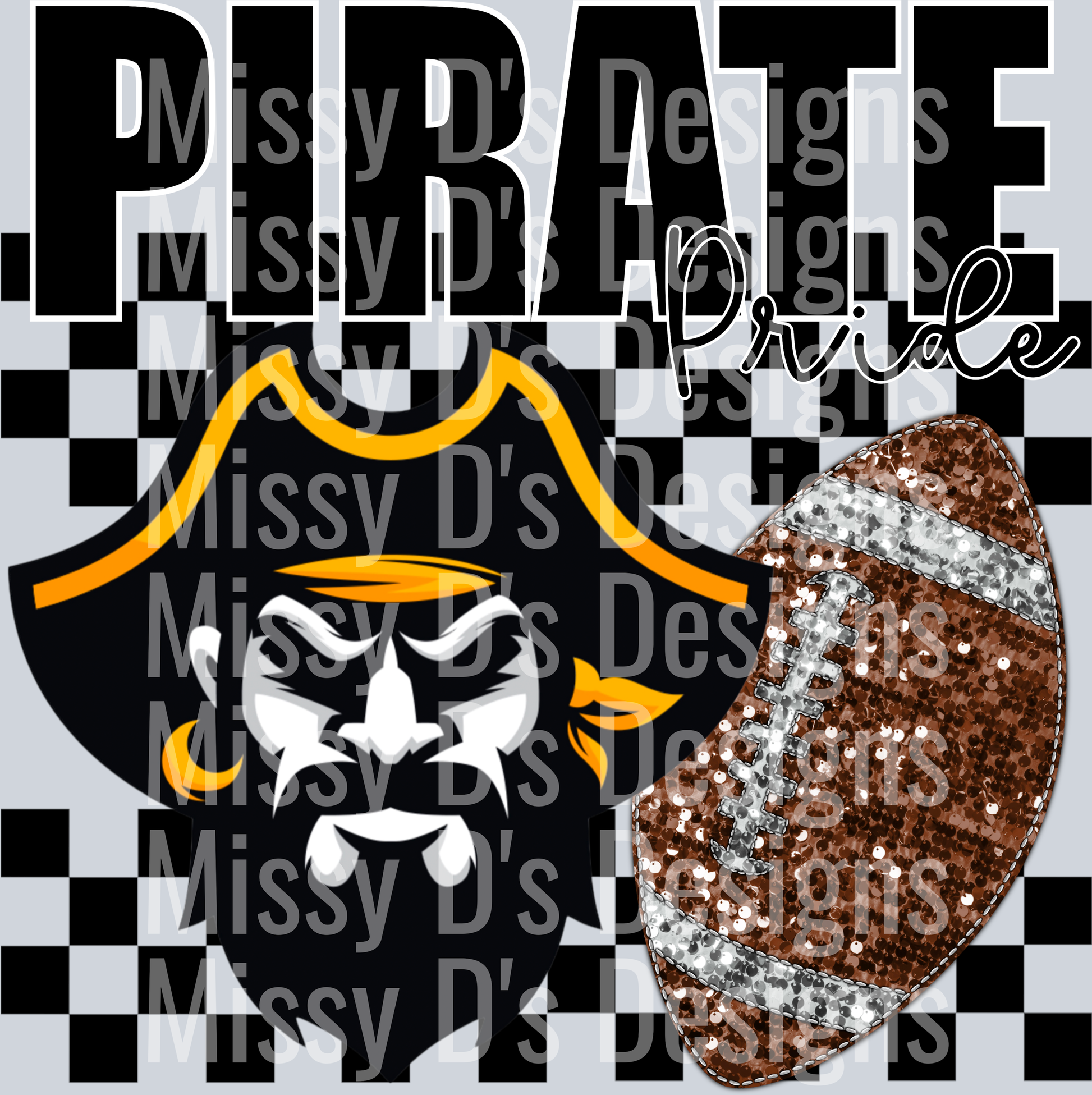 pirate checkered glitter football