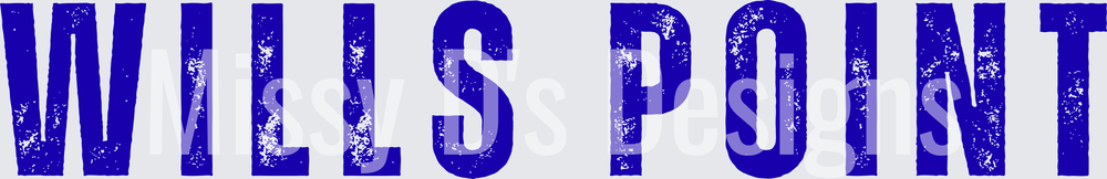 Wills Point Bold Blue Distressed Block Letter Text