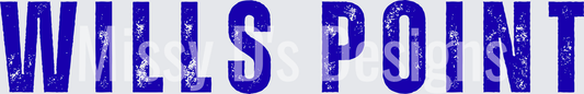 Wills Point Bold Blue Distressed Block Letter Text