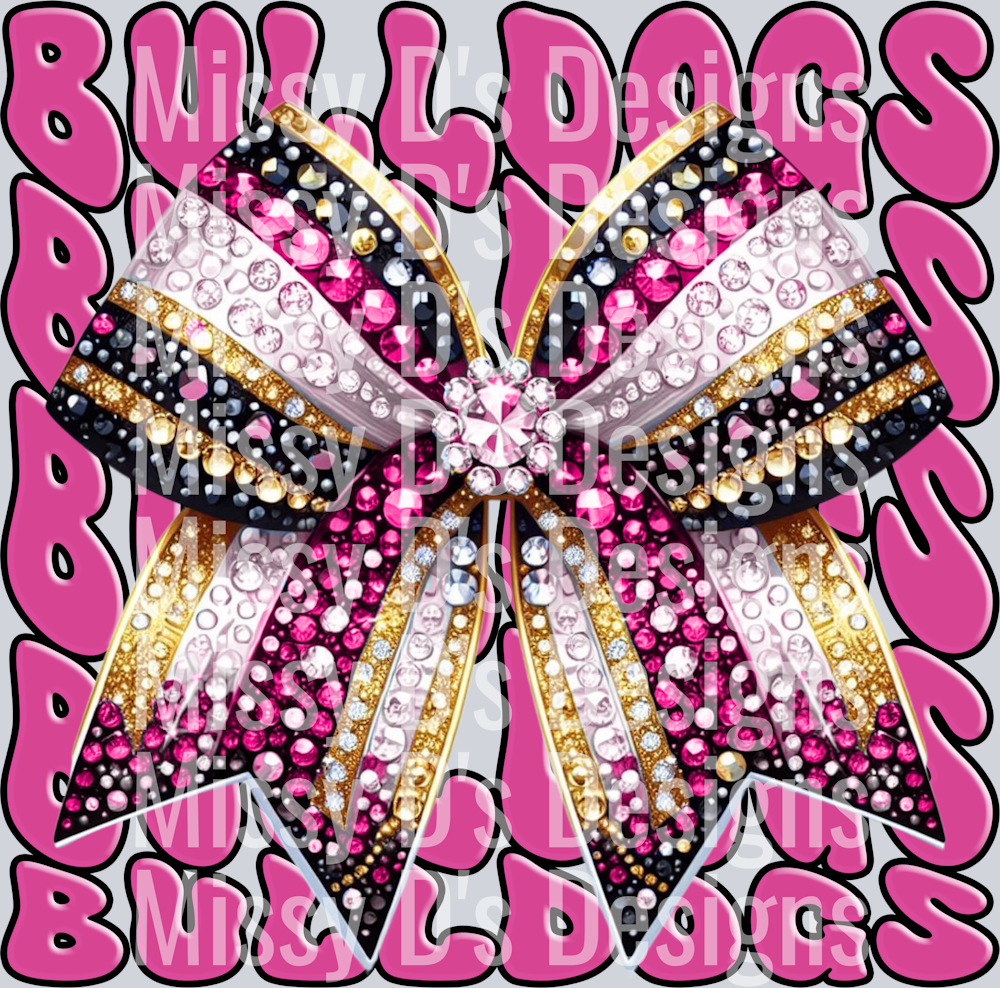 glitter bow school mascots BULLDOGS