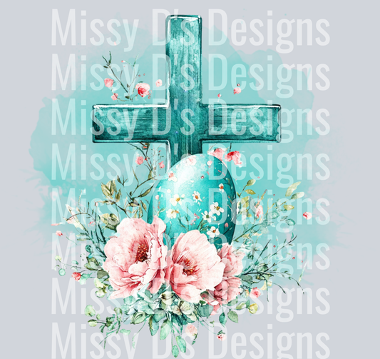 Teal Easter Cross300dpi
