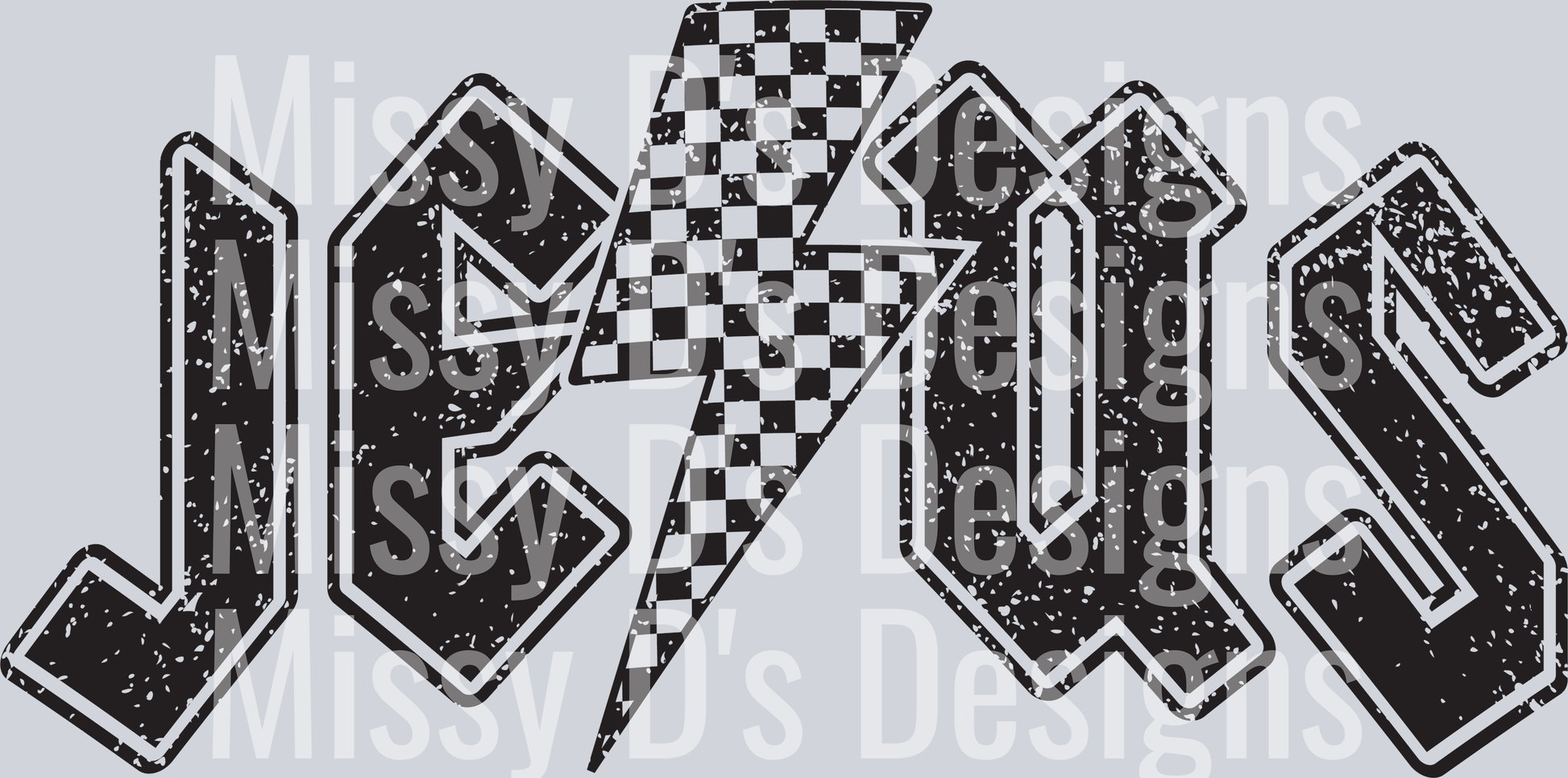 jesus checkered lightning