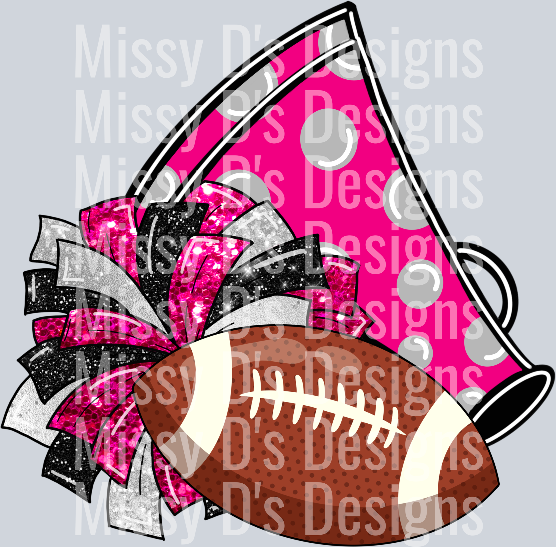 Pink Glitter Football Cheer Sublimation