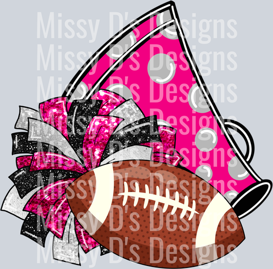 Pink Glitter Football Cheer Sublimation
