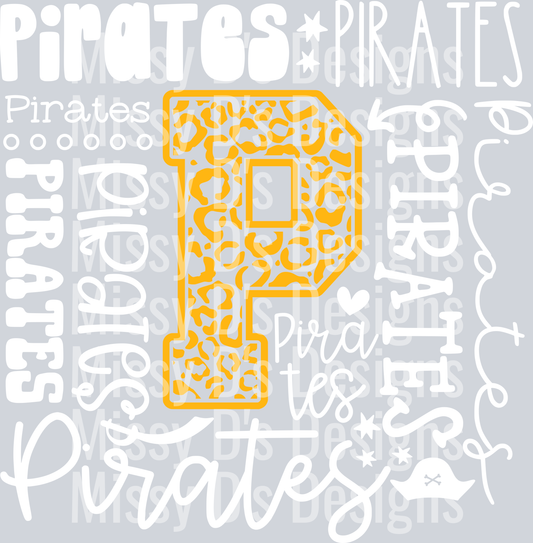 Pirates Typography Collage - yellow white