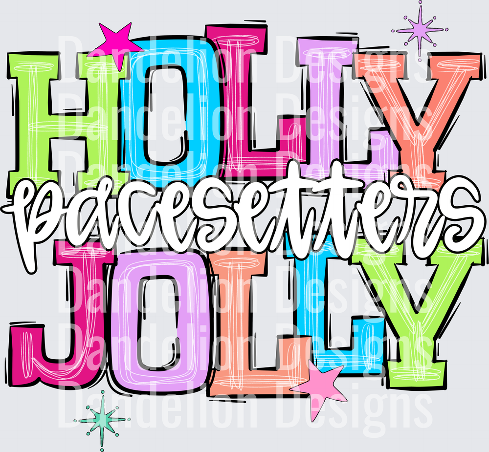 Holly Jolly Pacesetters Colorful Bold Typography Stars