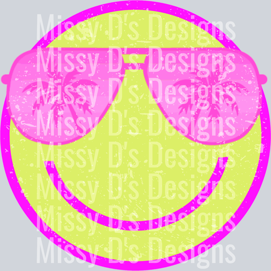 yellow pink smiley sunglasses