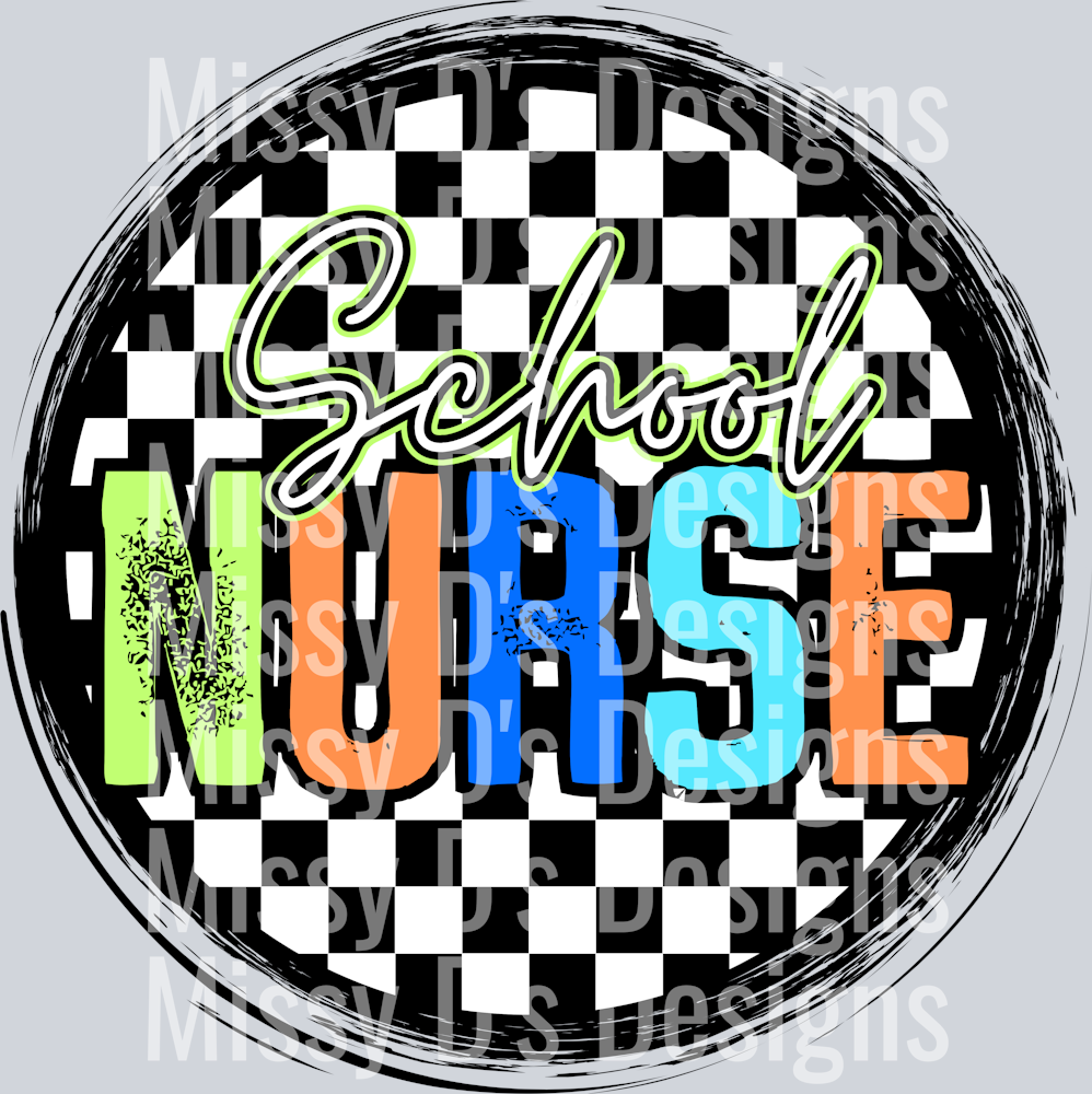 CheckeredCircleOrangeSchoolNurse