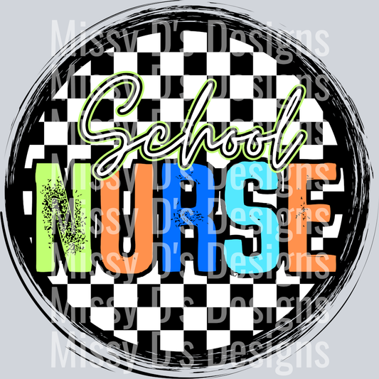 CheckeredCircleOrangeSchoolNurse