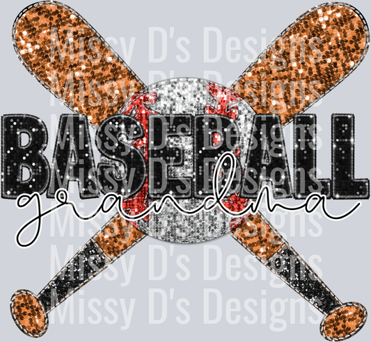 glitter baseball grandma bats
