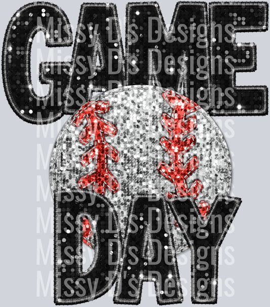 game day baseball glitter