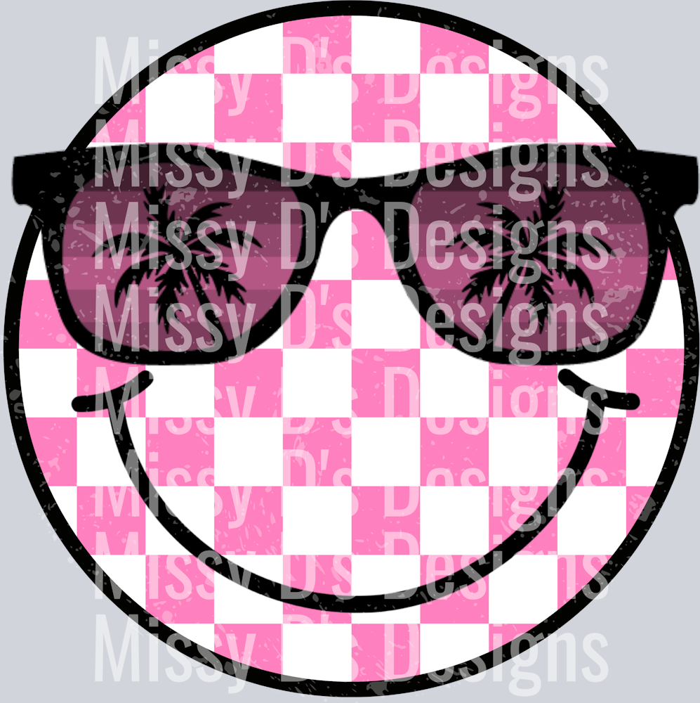 pink checkered smiley sunglasses