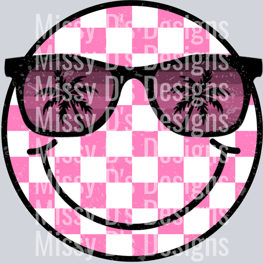 pink checkered smiley sunglasses