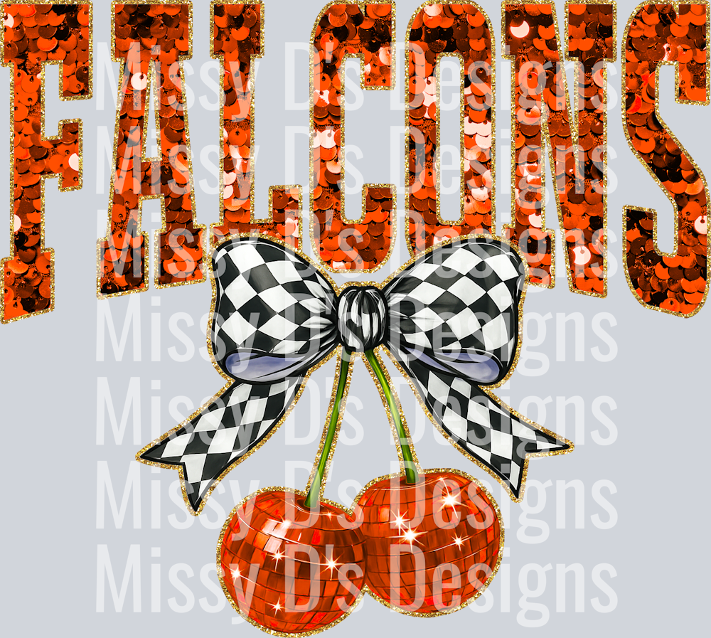 Orange Sequin Cherry Falcons
