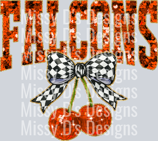 Orange Sequin Cherry Falcons