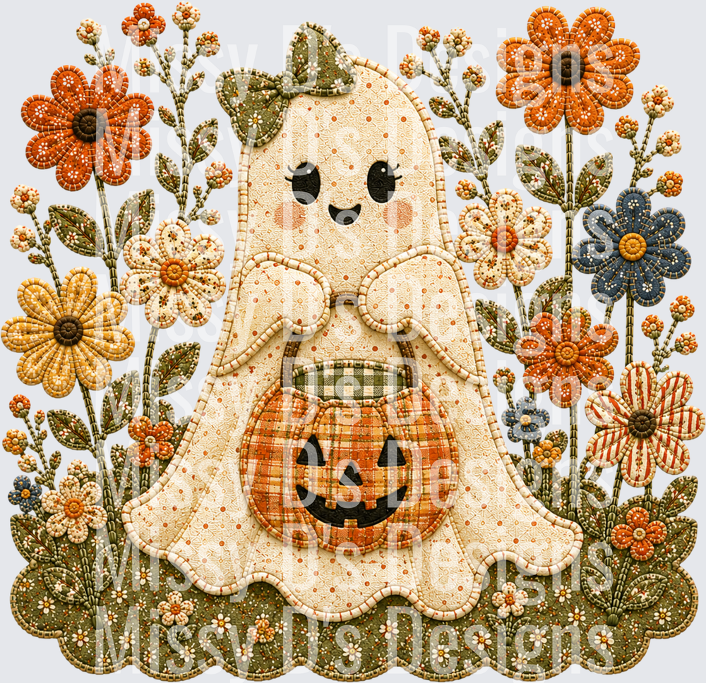 ghost trick or treat and flowers