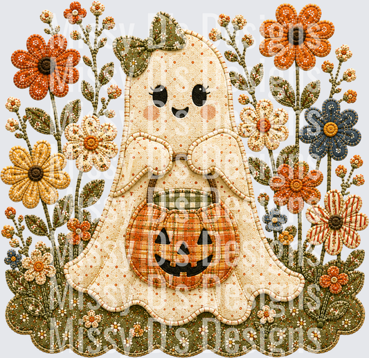 ghost trick or treat and flowers