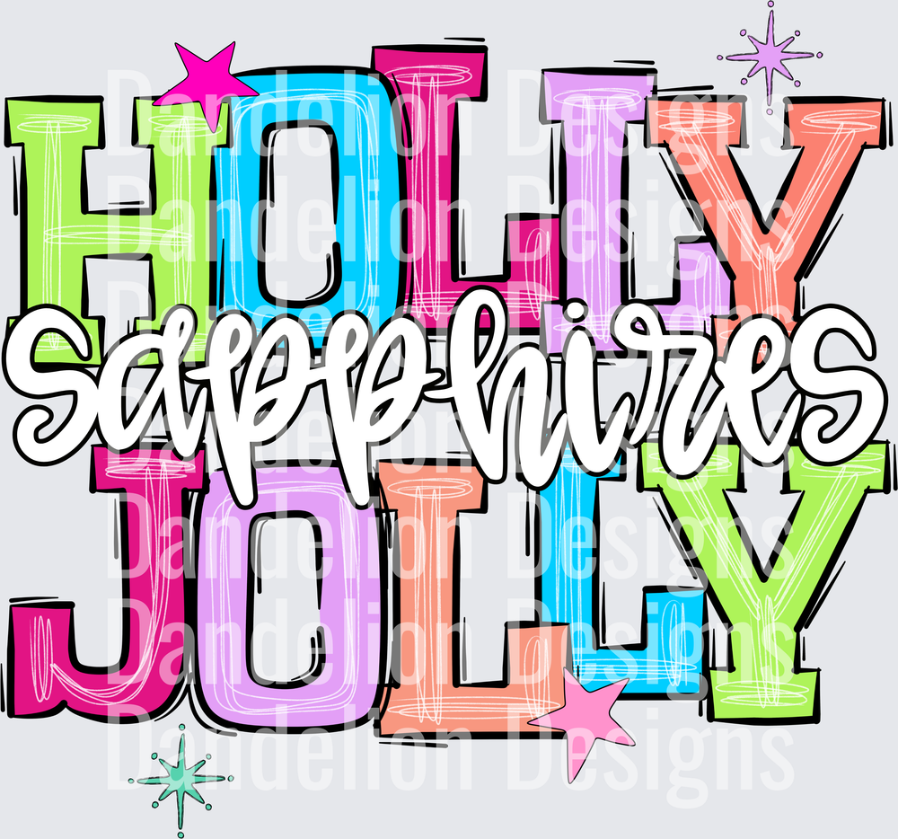 Holly Jolly Colorful Bold Stacked Letter Christmas Design