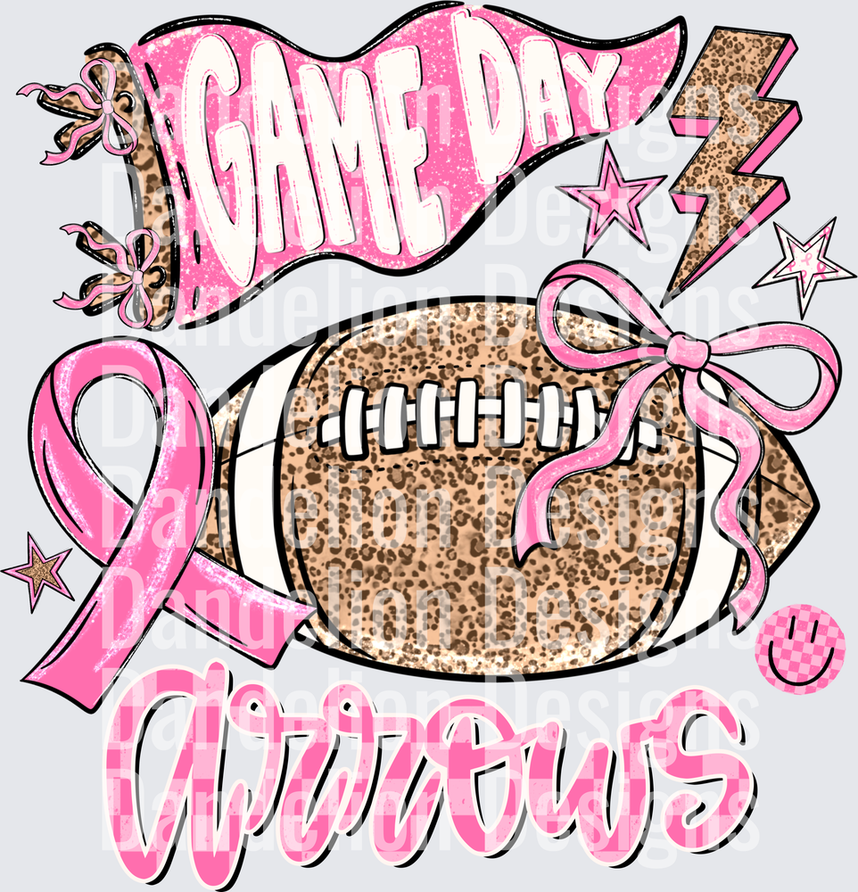 Game Day Arrows Breast Cancer Awareness Leopard Football
