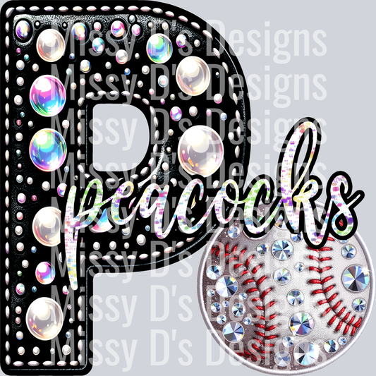 leather baseball peacocks