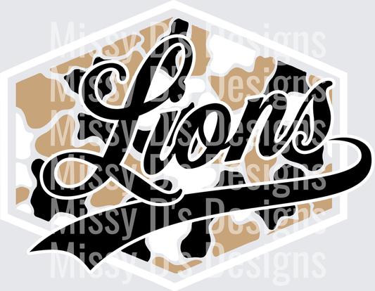 Camo Hexagon Kaufman Lions white outline