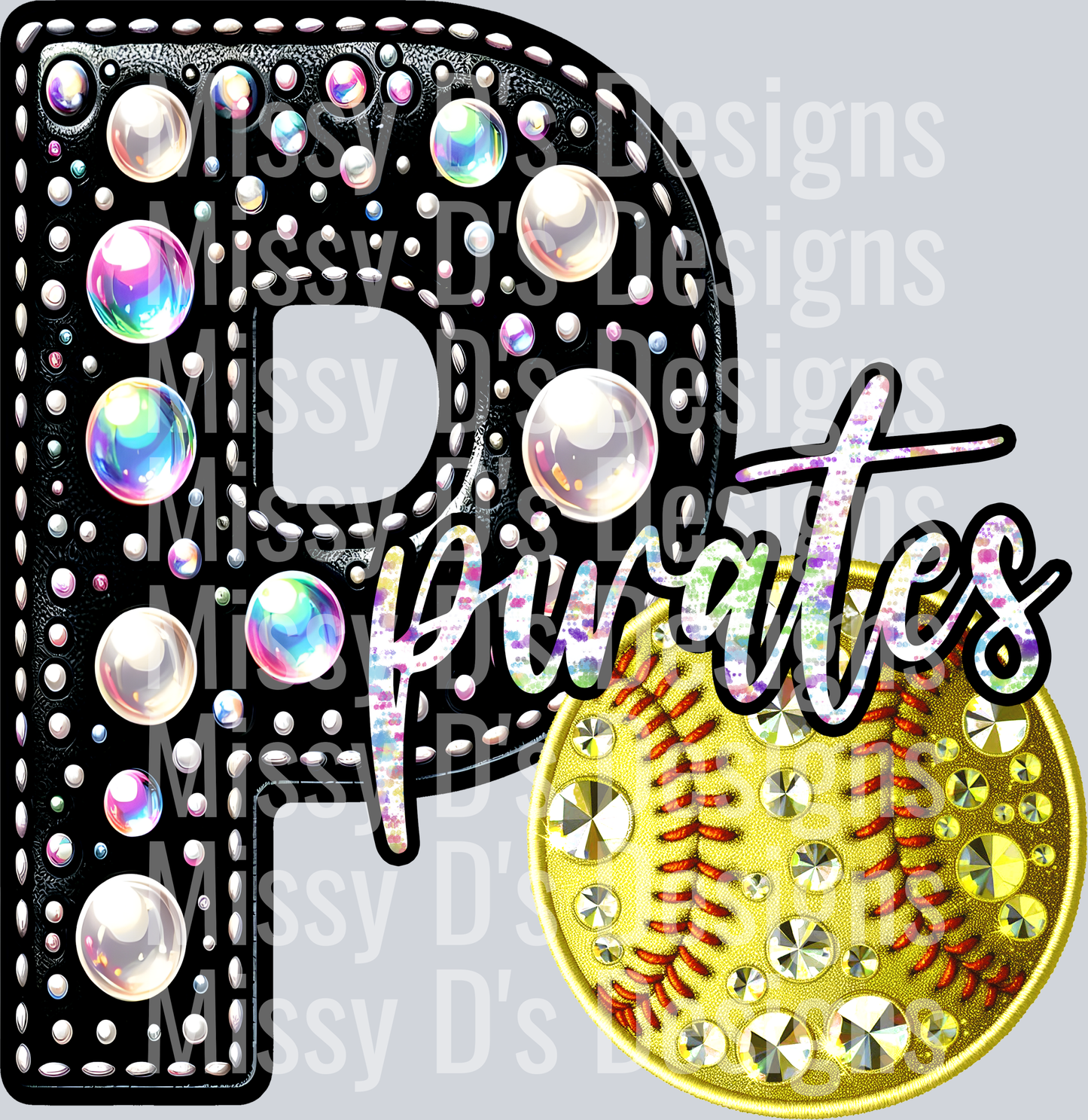 leather Intial pirates softball