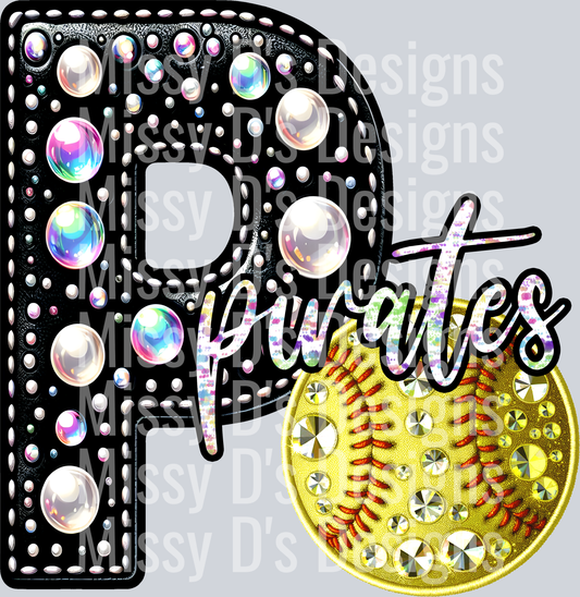 leather Intial pirates softball